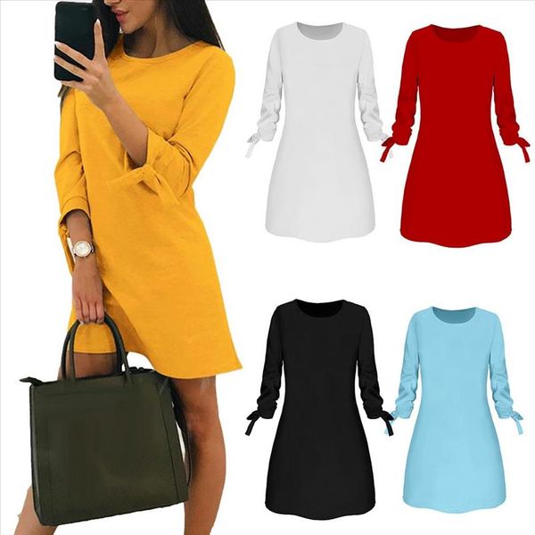 new fashion women o neck solid bow elegant straigth dress spring loose mini dresses 3 4 sleeve bow comfortable plus size, Black;gray
new fashion women o neck solid bow elegant straigth dress spring loose mini dresses 3 4 sleeve bow comfortable plus size, Black;gray