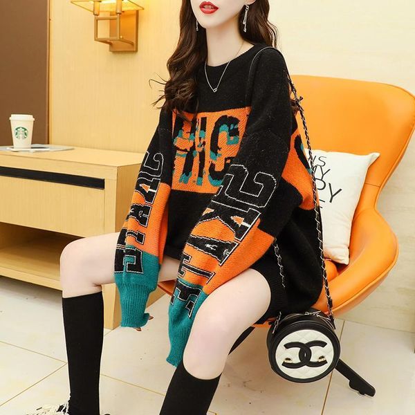 women's 2020 new korean thickened sweater women's medium length loose knitted autumn and winter wear1, White;black
women's 2020 new korean thickened sweater women's medium length loose knitted autumn and winter wear1, White;black