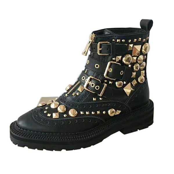 gothic women rivet ankle boots motorcycle biker buckle genuine leather shoes runway zipper studded boots female footwear, Black
gothic women rivet ankle boots motorcycle biker buckle genuine leather shoes runway zipper studded boots female footwear, Black