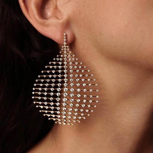 Luxury Crystal Waterdrop Dangle Stud Earrings Punk Gold Rhinestone Big Earring Women Jewelry Accessories Gifts, Golden;silver
Luxury Crystal Waterdrop Dangle Stud Earrings Punk Gold Rhinestone Big Earring Women Jewelry Accessories Gifts, Golden;silver
