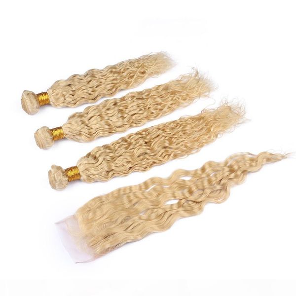 malaysian blonde water wave human hair weft extensions with closure wet and wavy #613 blonde virgin hair bundles with lace closure 4x4, Black;brown
malaysian blonde water wave human hair weft extensions with closure wet and wavy #613 blonde virgin hair bundles with lace closure 4x4, Black;brown