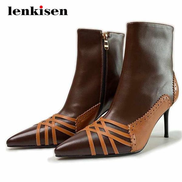 lenkisen work boots natural leather mixed colors high street fashion thin high heel pointed toe zipper dress mid-calf boots l20, Black
lenkisen work boots natural leather mixed colors high street fashion thin high heel pointed toe zipper dress mid-calf boots l20, Black