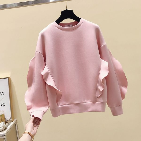 womens o neck hoodies pullover new style autumn winter cotton pullover hoody ruffles casual loose korean women 180a 201203, Black
womens o neck hoodies pullover new style autumn winter cotton pullover hoody ruffles casual loose korean women 180a 201203, Black