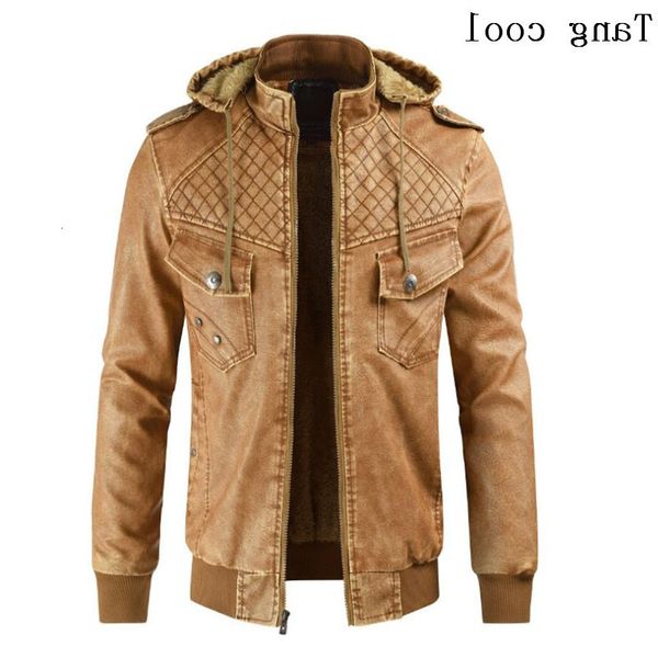 tang cool 2019 men quality autumn men's new winter hooded leather jacket and velvet collar mens coats, Black
tang cool 2019 men quality autumn men's new winter hooded leather jacket and velvet collar mens coats, Black