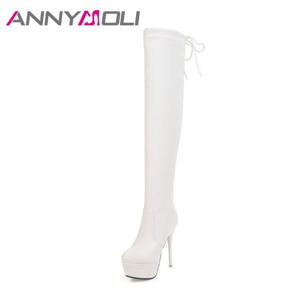annymoli women winter shoes platform high heel boots thigh high boots lacing autumn over the knee zip white 33-43, Black
annymoli women winter shoes platform high heel boots thigh high boots lacing autumn over the knee zip white 33-43, Black