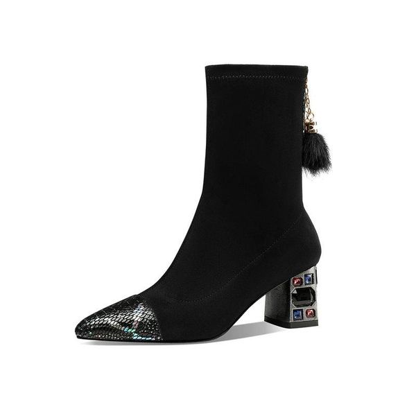 elegant women mid-calf boots autumn winter shoes woman slip-on wedding party square toe high heels boots, Black
elegant women mid-calf boots autumn winter shoes woman slip-on wedding party square toe high heels boots, Black