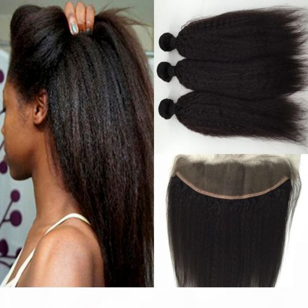 lace frontal closure with 3 bundles unprocessed virgin brazilian kinky straight wavy human hair weave and closures ear to ear 13*4, Black
lace frontal closure with 3 bundles unprocessed virgin brazilian kinky straight wavy human hair weave and closures ear to ear 13*4, Black