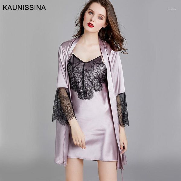 2pcs sleepwear set women silk satin summer nightgown robe sets soft long sleeve loose lace night dress kimono robe homewear suit1, Black;red
2pcs sleepwear set women silk satin summer nightgown robe sets soft long sleeve loose lace night dress kimono robe homewear suit1, Black;red