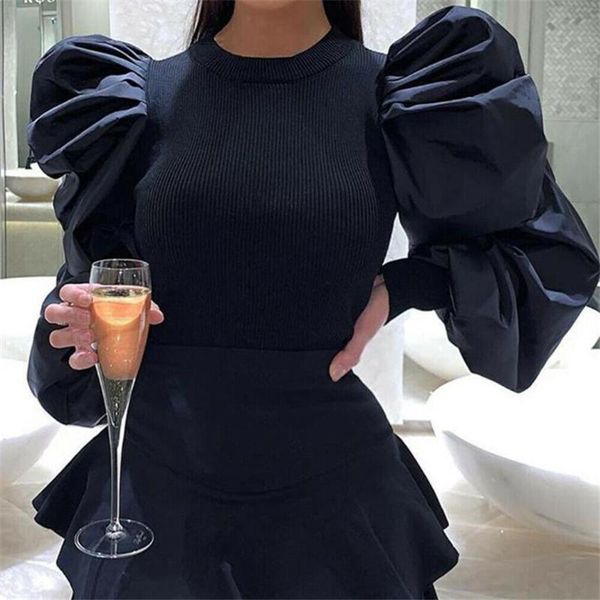 women's blouses & shirts women fashion slim fit casual long puff sleeve elegant blouse solid korean clothing autumn, White
women's blouses & shirts women fashion slim fit casual long puff sleeve elegant blouse solid korean clothing autumn, White