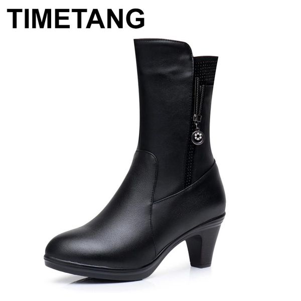 boots timetang 2021 winter mid calf woman genuine leather round toe high heels rain metal decoration shoes, Black
boots timetang 2021 winter mid calf woman genuine leather round toe high heels rain metal decoration shoes, Black