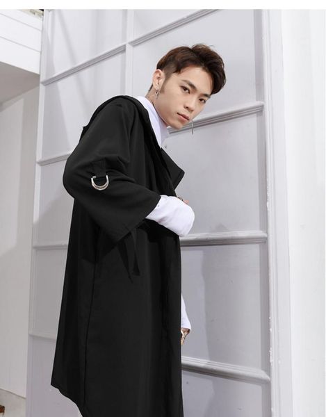 men's trench coats dark spring and autumn coat personality cape casual fashion gothic fake two piece knee length robe with hat, Tan;black
men's trench coats dark spring and autumn coat personality cape casual fashion gothic fake two piece knee length robe with hat, Tan;black