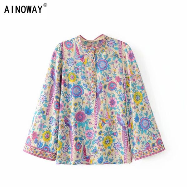 vintage chic hippie women rayon cotton beach floral peacock print bohemian blouse shirt ladies flare sleeve loose boho shirts t200321, White
vintage chic hippie women rayon cotton beach floral peacock print bohemian blouse shirt ladies flare sleeve loose boho shirts t200321, White