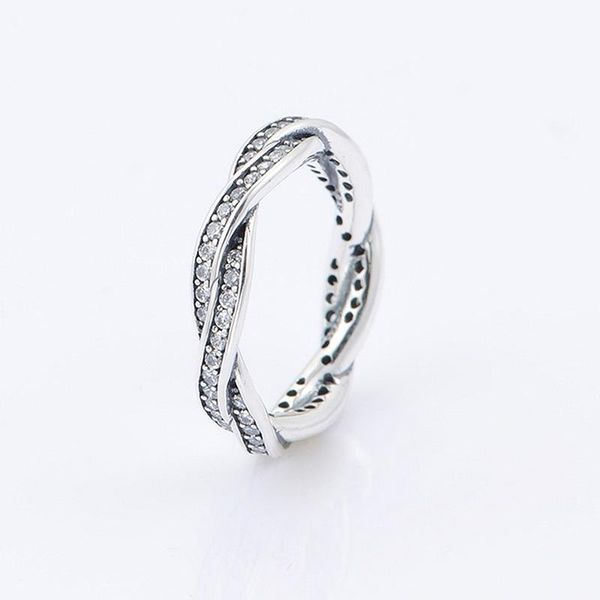 100% 925 sterling silver pan ring creative bright woven line pan ring for women wedding party gift fashion jewelry, Golden;silver