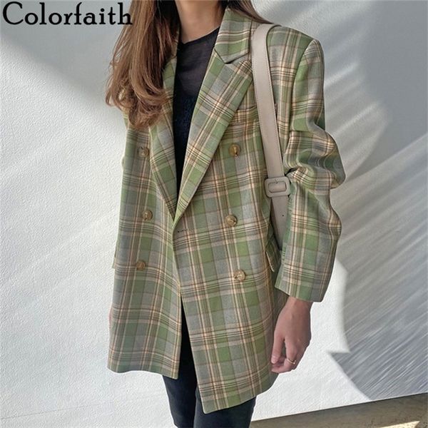colorfaith new 2020 autumn winter women's blazers oversize plaid buttons pockets jackets notched vintage checkered lj201214, White;black
colorfaith new 2020 autumn winter women's blazers oversize plaid buttons pockets jackets notched vintage checkered lj201214, White;black