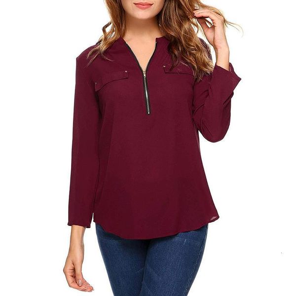 casual v neck long sleeve chiffon blouse women loose zipper shirt blouse blusa feminina vestidos plus size, White
casual v neck long sleeve chiffon blouse women loose zipper shirt blouse blusa feminina vestidos plus size, White