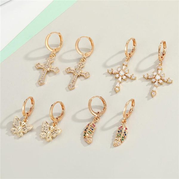 1pair vintage colorful zircon feather cross hoop earrings for women european trendy rhinestone butterfly ear stud jewelry gift, Golden;silver
1pair vintage colorful zircon feather cross hoop earrings for women european trendy rhinestone butterfly ear stud jewelry gift, Golden;silver