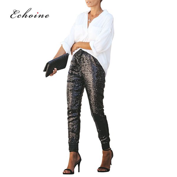 echoine women fashion sequin long pencil pants elastic pu leather high waist drawstring black party ladies trousers streetwear lj200820, Black;white
echoine women fashion sequin long pencil pants elastic pu leather high waist drawstring black party ladies trousers streetwear lj200820, Black;white