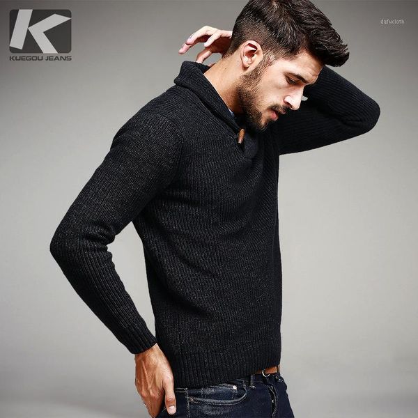 kuegou autumn mens sweaters 100% cotton knitted black color brand clothing for man's slim fit knitwear male wear pullovers 158271, White;black
kuegou autumn mens sweaters 100% cotton knitted black color brand clothing for man's slim fit knitwear male wear pullovers 158271, White;black