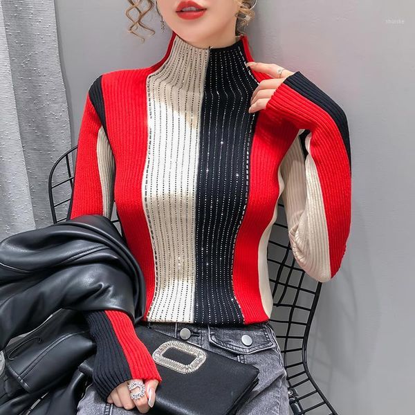 office lady knitted bottoming shirt drilling long sleeve turtleneck sweater fashion women pullovers1, White;black
office lady knitted bottoming shirt drilling long sleeve turtleneck sweater fashion women pullovers1, White;black