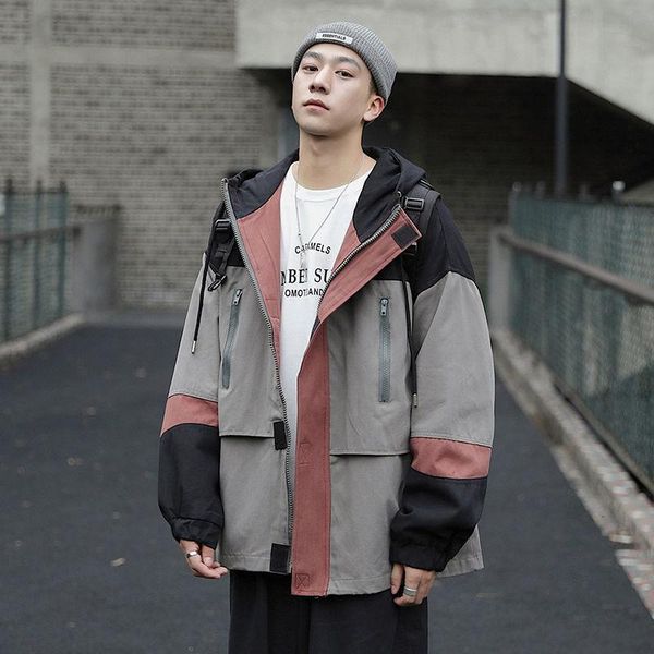 2021 men's loose cargo streetwear bomber jacket lapel collar outerwear long sleeves zipper coats patchwork color windbreaker, Black;brown
2021 men's loose cargo streetwear bomber jacket lapel collar outerwear long sleeves zipper coats patchwork color windbreaker, Black;brown