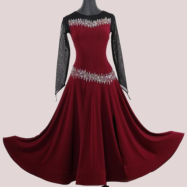 stage wear long sleeves sequins contrast color design gauze stitching womn ballroom dance dress for dancing waltz tango, Black;red
stage wear long sleeves sequins contrast color design gauze stitching womn ballroom dance dress for dancing waltz tango, Black;red