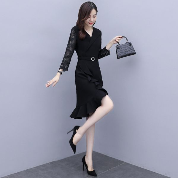 long sleeve women's spring and autumn 2020 new women's lightcelebrity temperament dress lace dress high end professional lace droi, Black;gray
long sleeve women's spring and autumn 2020 new women's lightcelebrity temperament dress lace dress high end professional lace droi, Black;gray