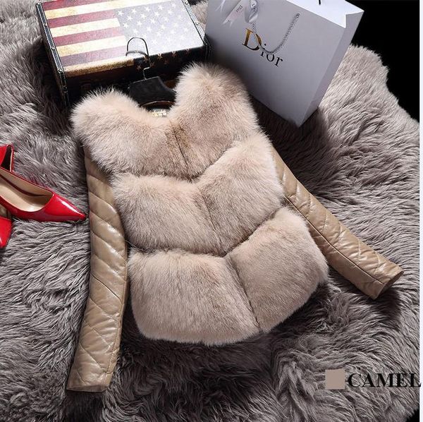 women's fur & faux detachable sleeve woman winter coat of warm outwears pu leather fake vest jacket, Black
women's fur & faux detachable sleeve woman winter coat of warm outwears pu leather fake vest jacket, Black