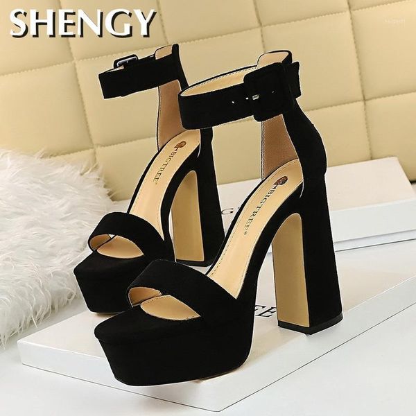 sandals super high heel waterproof platform ladies 2021 suede square head open toe model1, Black
sandals super high heel waterproof platform ladies 2021 suede square head open toe model1, Black