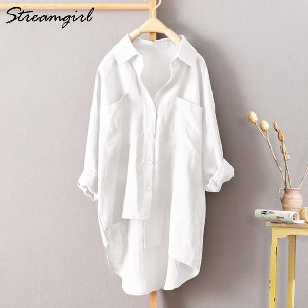 white linen shirt women long sleeve summer work wear linen blouse female 5xl women blouses plus size women's shirts with pocket 201029
white linen shirt women long sleeve summer work wear linen blouse female 5xl women blouses plus size women's shirts with pocket 201029