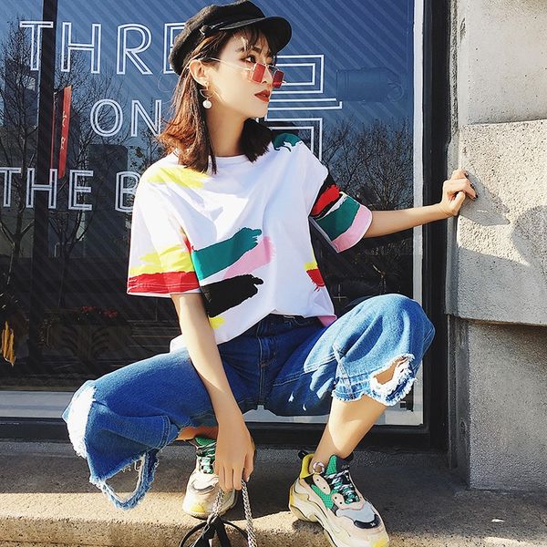 personalized paint printing color comfortable short sleeve women's t-shirt t-shirt wear 2019 summer new large women's wear bp8p8, White
personalized paint printing color comfortable short sleeve women's t-shirt t-shirt wear 2019 summer new large women's wear bp8p8, White