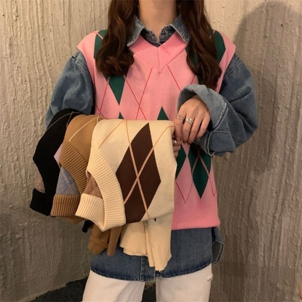 vintage v neck sleeveless pullover knitted woman sweaters sweater vest autumn korean style geometric argyle 201202, White;black
vintage v neck sleeveless pullover knitted woman sweaters sweater vest autumn korean style geometric argyle 201202, White;black