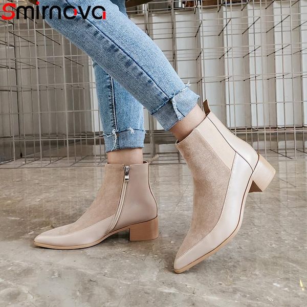 smirnova 2020 new ankle boots for women pointed toe zip suede leather boots square heels solid colors autumn winter women, Black
smirnova 2020 new ankle boots for women pointed toe zip suede leather boots square heels solid colors autumn winter women, Black