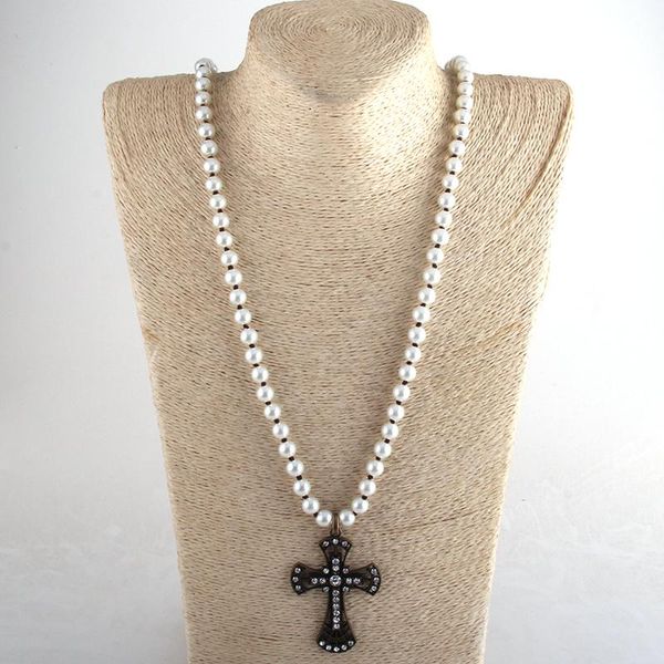 md fashion bohemian tribal jewelry 8mm glass peatl long knotted metal cross pendant necklaces, Silver
md fashion bohemian tribal jewelry 8mm glass peatl long knotted metal cross pendant necklaces, Silver