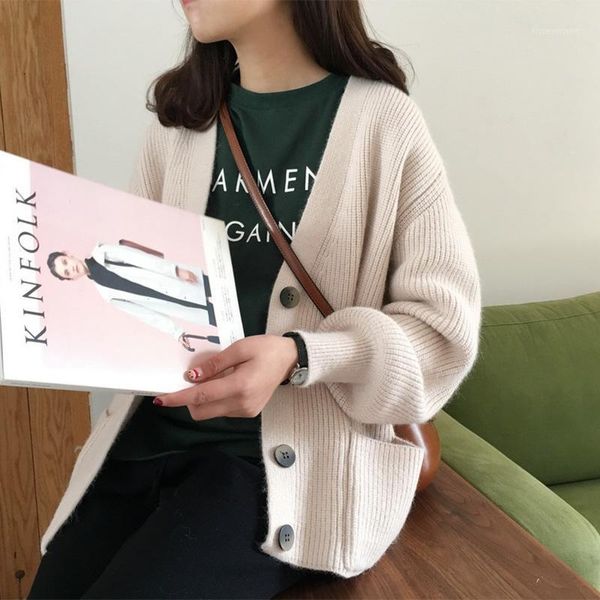 women's knits & tees 2021 women cardigans sweater v neck solid loose knitwear single breasted casual knit cardigan outwear winter jacke, White
women's knits & tees 2021 women cardigans sweater v neck solid loose knitwear single breasted casual knit cardigan outwear winter jacke, White