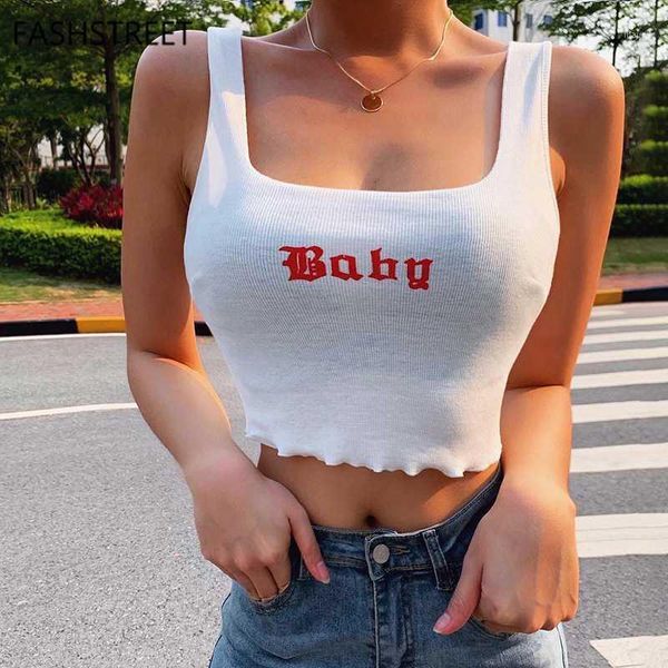 women's tanks & camis fashstreet baby letter print white rib knitted tank 2021 summer women ruffles stretch slim crop fashion streetwe
women's tanks & camis fashstreet baby letter print white rib knitted tank 2021 summer women ruffles stretch slim crop fashion streetwe