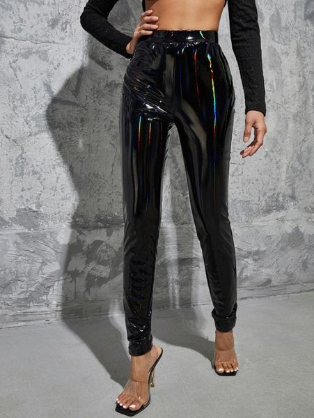 holographic pu leather pants x83p#, Black;white
holographic pu leather pants x83p#, Black;white