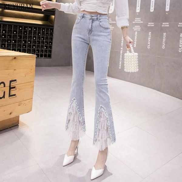 women's jeans streetwear vintage stretch high waist beaded patchwork lace flare for girl women denim pants harajuku trousers, Blue
women's jeans streetwear vintage stretch high waist beaded patchwork lace flare for girl women denim pants harajuku trousers, Blue