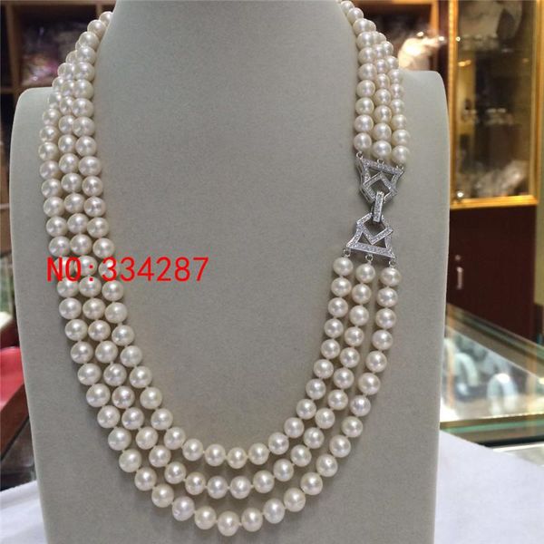 elegant bababetty beautiful 3 rows 7-8mm white round pearl necklace girl wedding gift for women sterling--jewelry, Silver
elegant bababetty beautiful 3 rows 7-8mm white round pearl necklace girl wedding gift for women sterling--jewelry, Silver