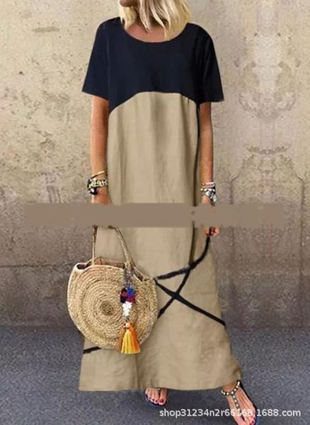 844z9 summer new 2019 korean loose large women's fashion dresscotton linen contrast round neck dress cotton and linen dress 1viby, Black;gray
844z9 summer new 2019 korean loose large women's fashion dresscotton linen contrast round neck dress cotton and linen dress 1viby, Black;gray