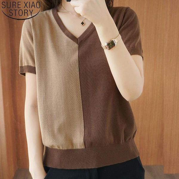 panelled knitted short sleeve women blouse 2021 summer korean casual loose v-neck shirts for women cotton thin ladies 9437, White
panelled knitted short sleeve women blouse 2021 summer korean casual loose v-neck shirts for women cotton thin ladies 9437, White