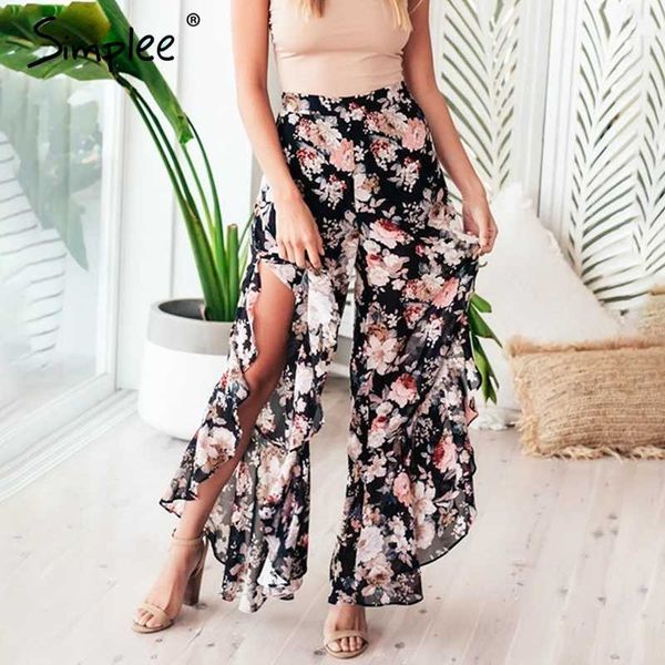 simplee boho floral casual women long pants high waist chiffon split ruffles pants summer beach holiday female trousers capris y19070101, Black;white
simplee boho floral casual women long pants high waist chiffon split ruffles pants summer beach holiday female trousers capris y19070101, Black;white