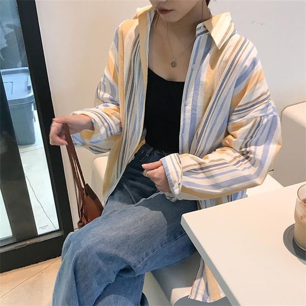 colorful striped loose shirt female korean harajuku cute women's shirts ulzzang japanese kawaii ladies vintage clothes for women, White
colorful striped loose shirt female korean harajuku cute women's shirts ulzzang japanese kawaii ladies vintage clothes for women, White