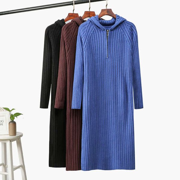 new winter autumn style over and knee zipper hooded pullover sweater women's coarse needle knitted dress, Black;gray
new winter autumn style over and knee zipper hooded pullover sweater women's coarse needle knitted dress, Black;gray
