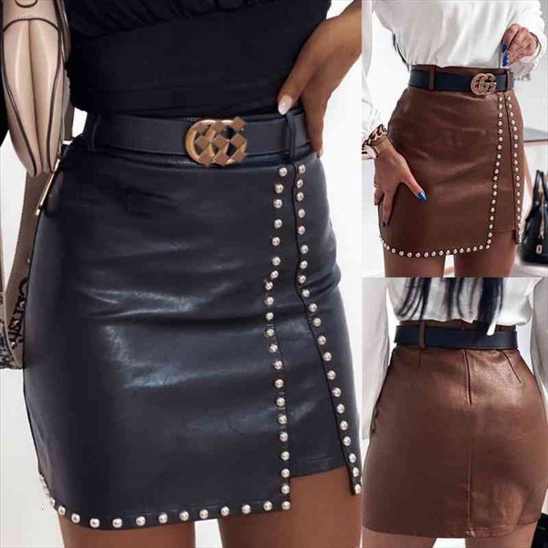 women mini skirt pu leather skirt rhinestone elengant high waist leather penci pearl decor autumn streetwear clothes, Black
women mini skirt pu leather skirt rhinestone elengant high waist leather penci pearl decor autumn streetwear clothes, Black