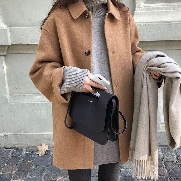 lucyever autumn women wool coat long sleeve single breasted fashion turn down female blends causal loose winter outwear 20201, Black
lucyever autumn women wool coat long sleeve single breasted fashion turn down female blends causal loose winter outwear 20201, Black