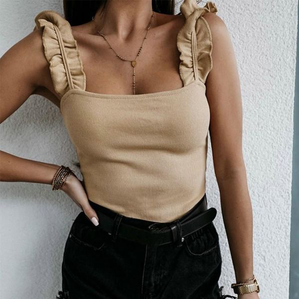 women sleeveless ruffles strap square neck t-shirts solid summer backless female slim crop lady sheath casual t-shirt 2020, White
women sleeveless ruffles strap square neck t-shirts solid summer backless female slim crop lady sheath casual t-shirt 2020, White