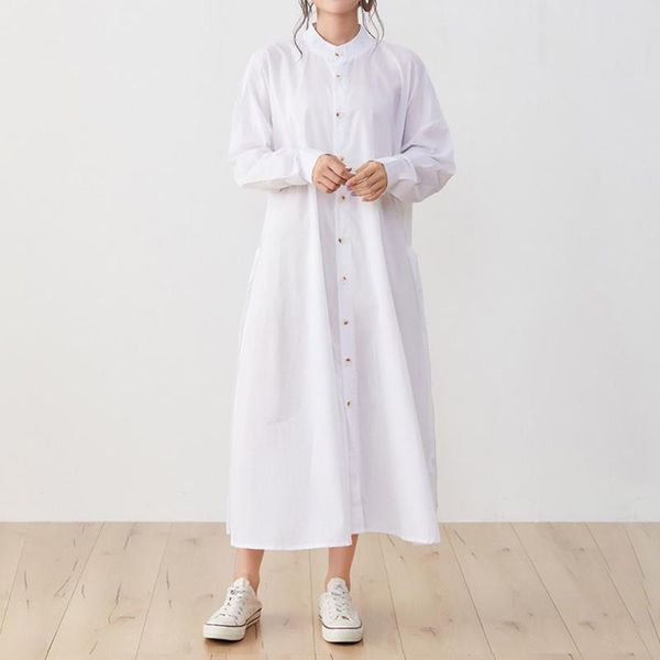 japan style long sleeve dress trendy simple thin spring autumn the new loose single-breasted stand-up collar ladies dresses, Black;gray
japan style long sleeve dress trendy simple thin spring autumn the new loose single-breasted stand-up collar ladies dresses, Black;gray