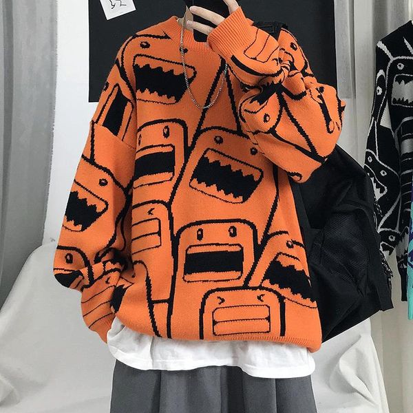 men's sweaters 2021 loose lazy round neck knit korean style personality trendy hip-hop sweater, White;black
men's sweaters 2021 loose lazy round neck knit korean style personality trendy hip-hop sweater, White;black