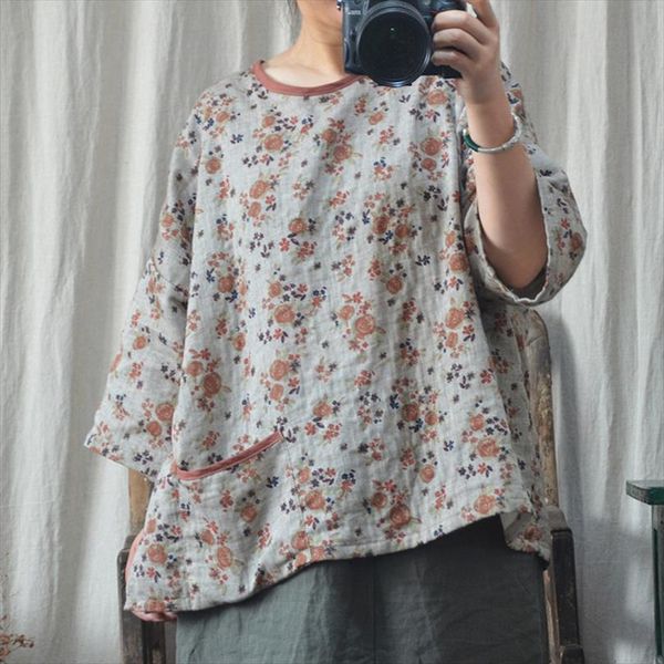 women vintage cotton linen t shirts pockets loose 2020 new autumn o neck seven sleeve plus size women clothes t shirts, White
women vintage cotton linen t shirts pockets loose 2020 new autumn o neck seven sleeve plus size women clothes t shirts, White