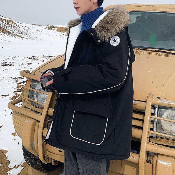 2019 winter new trend loose and thick couple wild tooling students korean hooded fur collar street casual cotton clothing1, Black
2019 winter new trend loose and thick couple wild tooling students korean hooded fur collar street casual cotton clothing1, Black